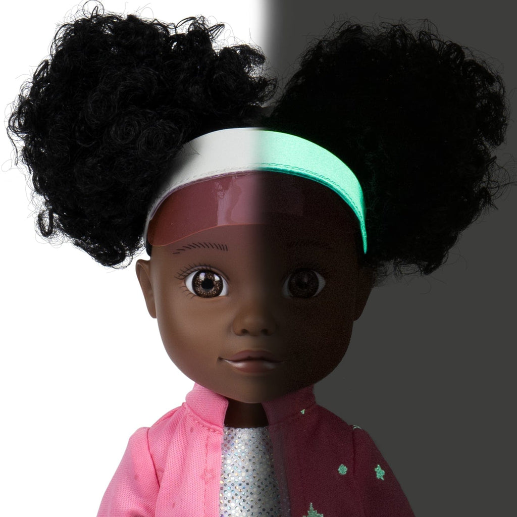 [🌙 GlowBuddies🌟]Adora Glow Girls African American Doll Set with Glow-in-the-Dark Clothes & Accessories - Serena