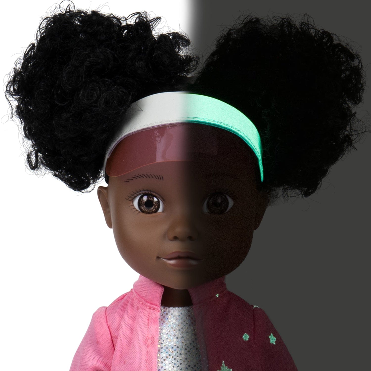 [🌙 GlowBuddies🌟]Adora Glow Girls African American Doll Set with Glow-in-the-Dark Clothes & Accessories - Serena
