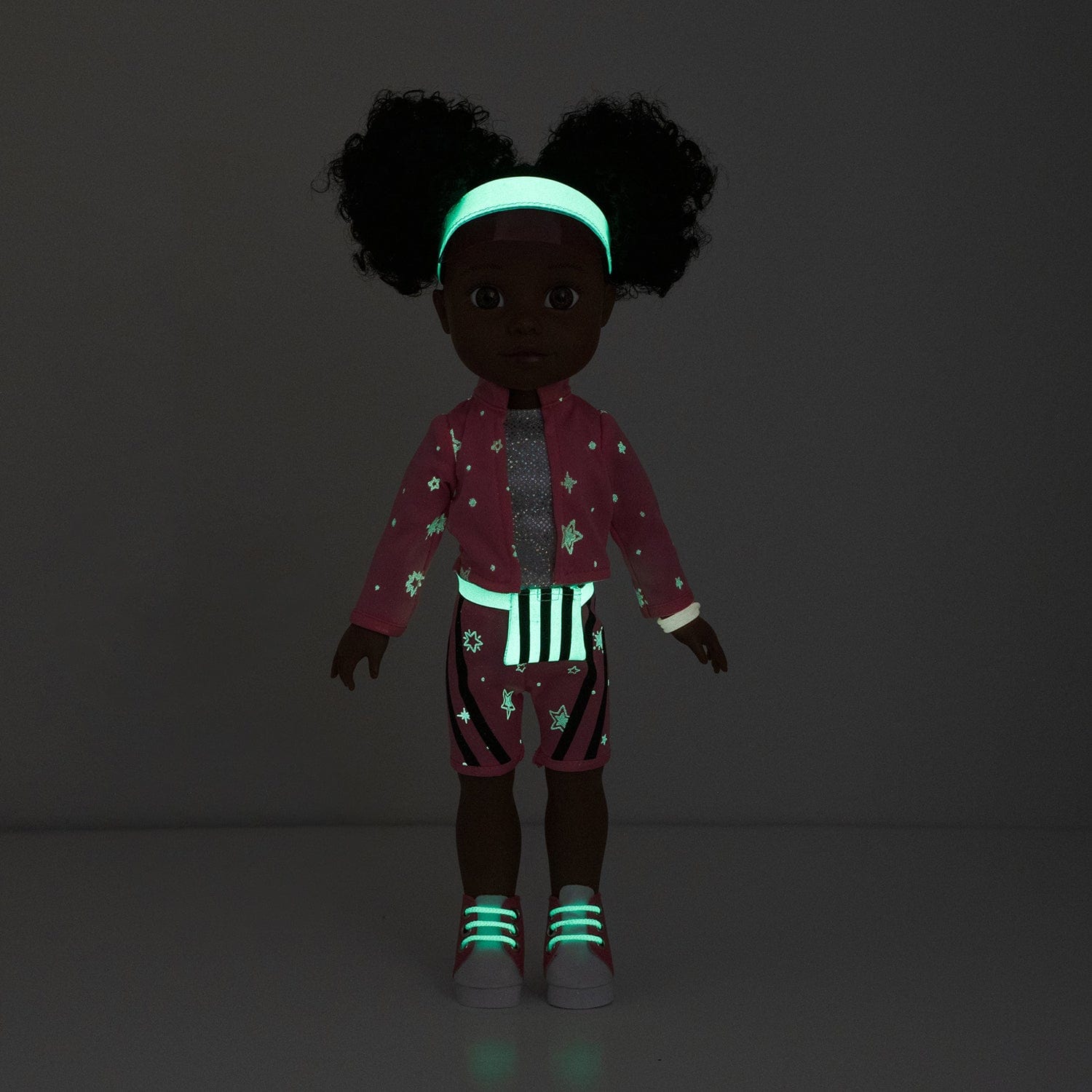 [🌙 GlowBuddies🌟]Adora Glow Girls African American Doll Set with Glow-in-the-Dark Clothes & Accessories - Serena