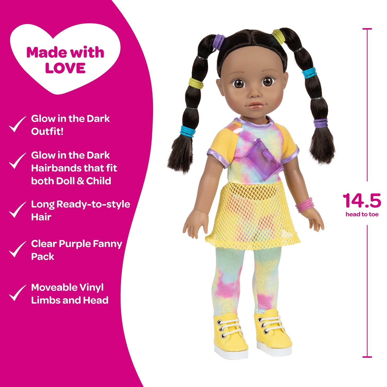 [🌙 GlowBuddies🌟]Adora Glow Girls Doll Set with Glow-in-the-Dark Clothes & Accessories - Harmony
