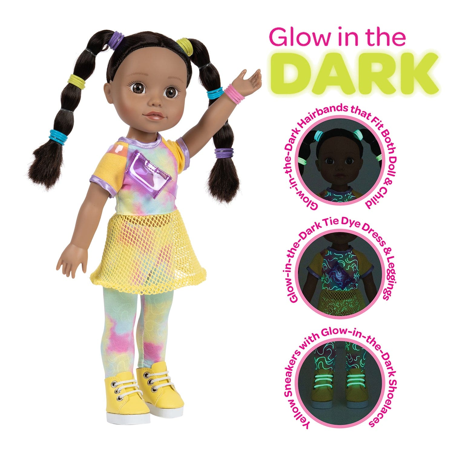 [🌙 GlowBuddies🌟]Adora Glow Girls Doll Set with Glow-in-the-Dark Clothes & Accessories - Harmony