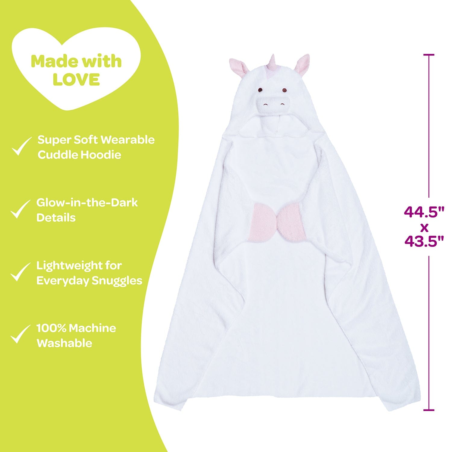 [🌙 GlowBuddies🌟]Adora Snuggle & Glow Unicorn Plushie Hoodie, Glows in the Dark
