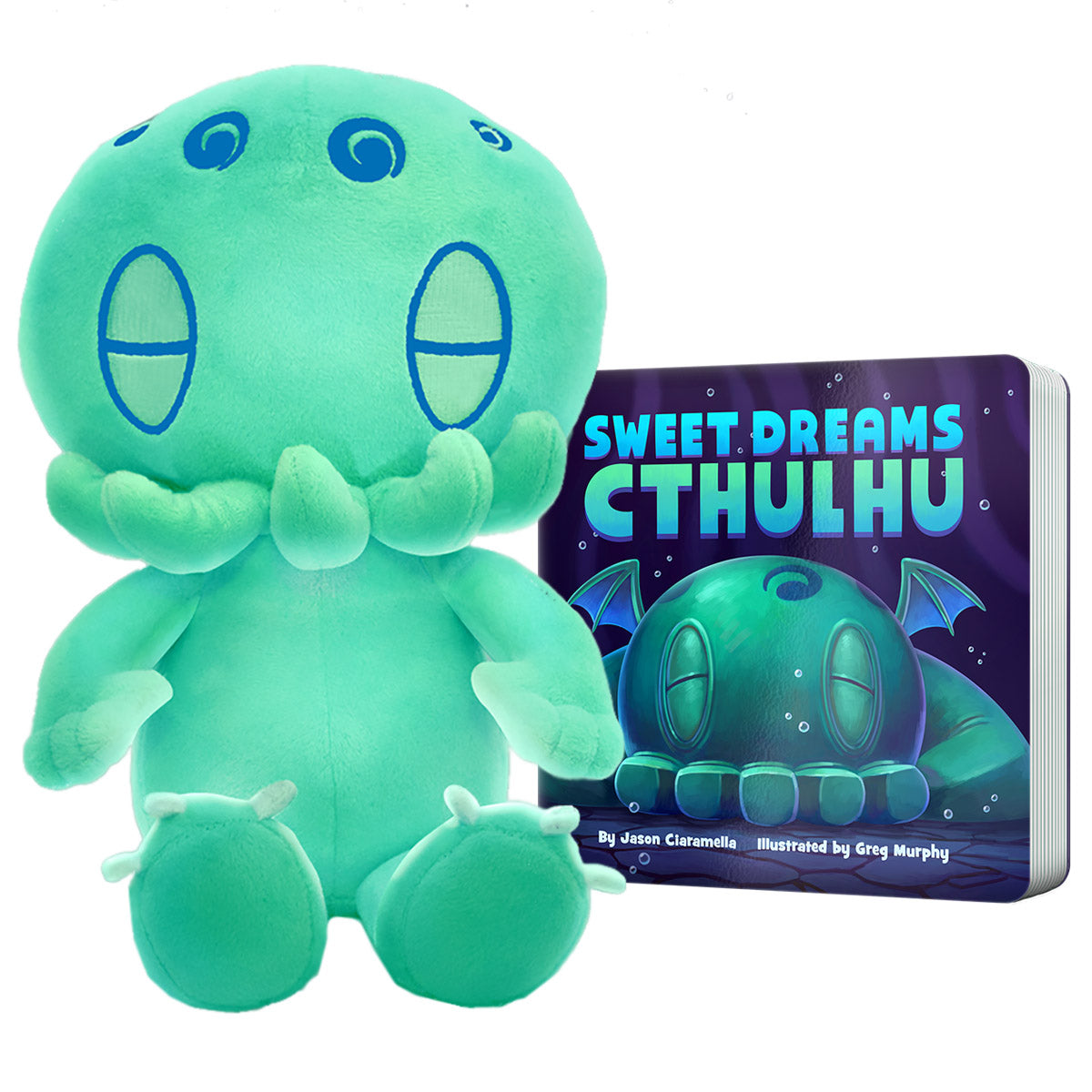 [🌙 GlowBuddies🌟]Sweet Dreams Cthulhu & Glow-in-the-Dark C is for Cthulhu Plush Bedtime Bundle