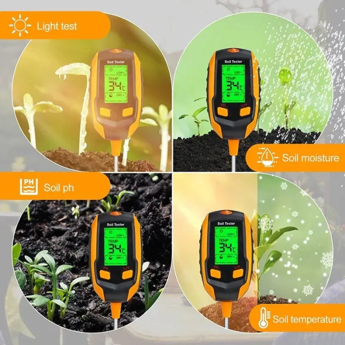 4-in-1 soil moisture meter digital pH meter/soil moisture/plant temperature/sunlight intensity
